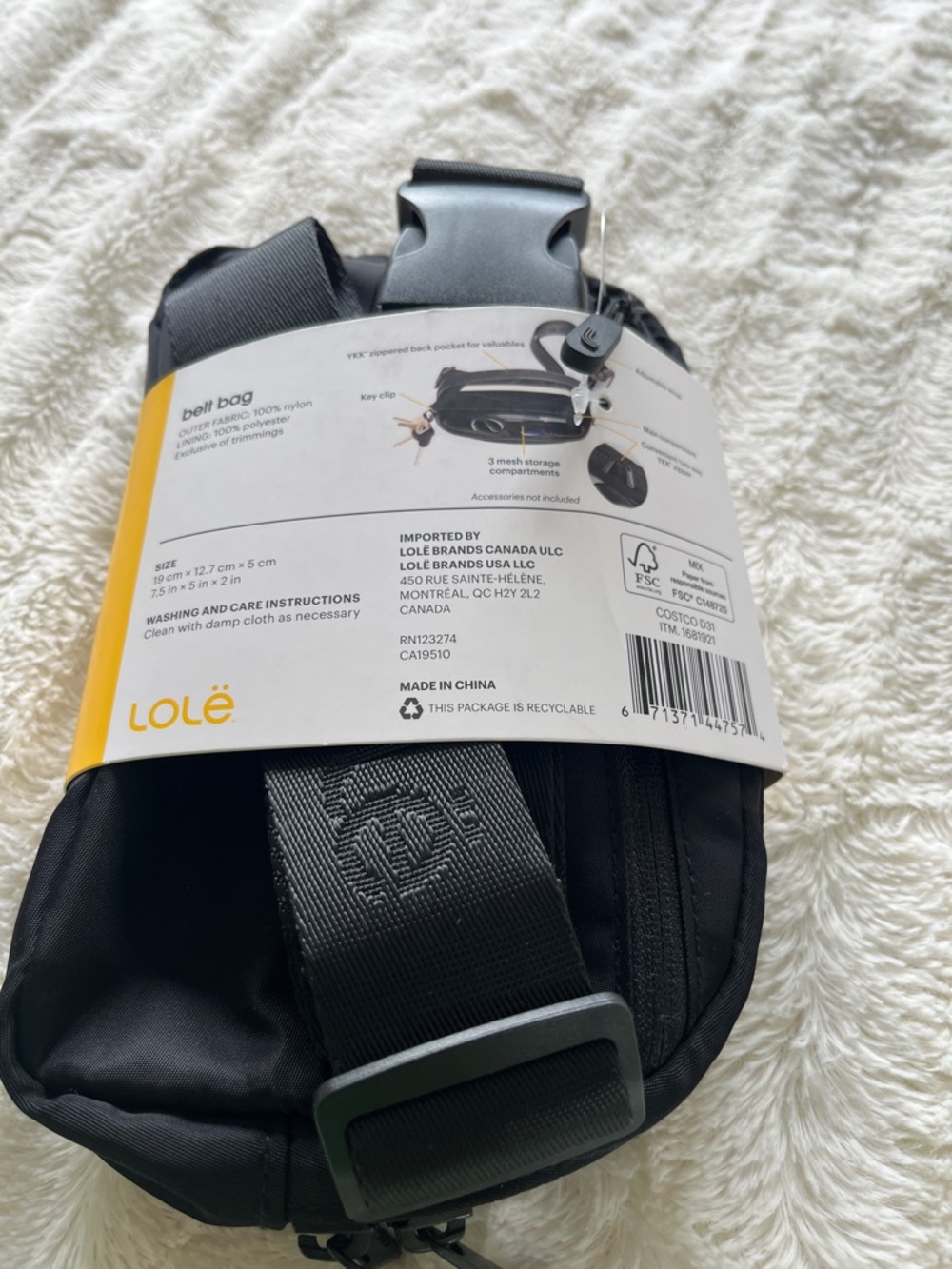 Lole Black Unisex Belt Bag Size SO - Picture 2 of 3